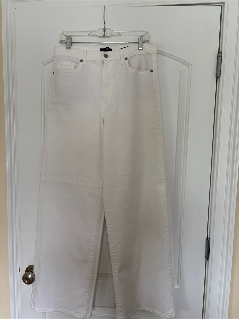 Banana Republic White High-Rise Wide Leg Jeans